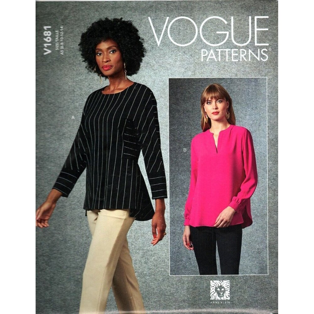 Vogue V1681 Misses 6 to 14 Anne Klein Tops and Tunics Uncut Sewing Pattern